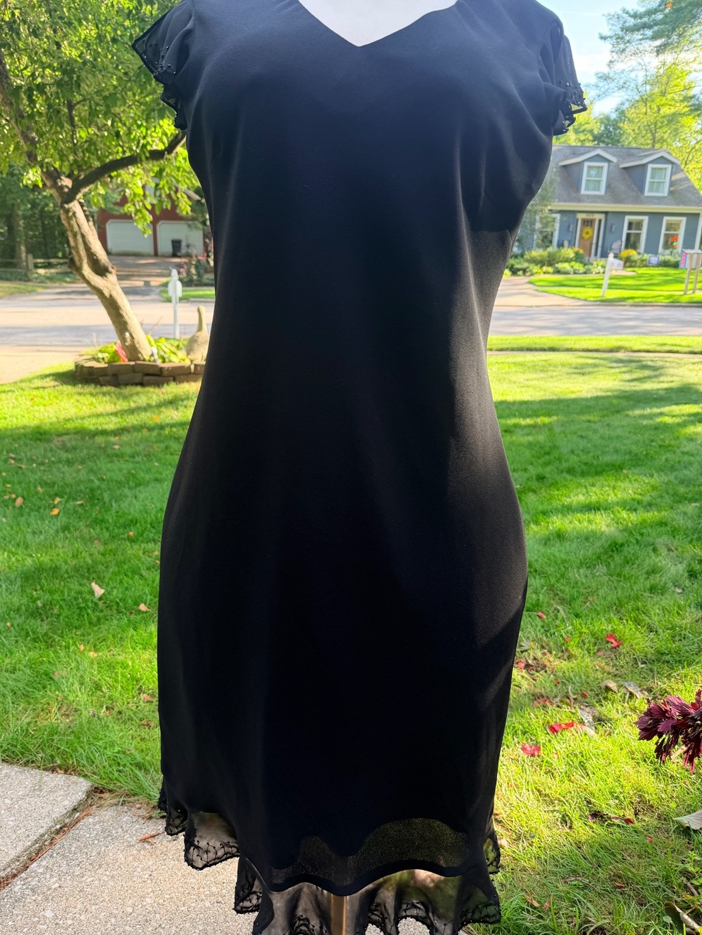 Black Beaded Flutter Sleeve Midi Dress Whimsigoth Gothic Witchy 14